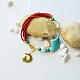 Bracelet de perles de rocaille rouges avec perles turquoise-1