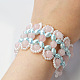 Pink Quartz Beads Wide Bracelet with Pearl Beads-1