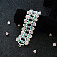 Bracelet large en perles de quartz rose avec perles nacrées-7