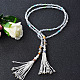 Glass Beads Necklace with Pearl Beads Tassels-1