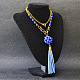 Halskette mit Kugelanhänger aus blauen Glasperlen-1