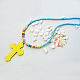Collier de perles acryliques colorées avec pendentifs croix-4