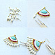 Fan-shaped Pearl Beads Dangle Earrings-4