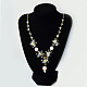 Collier pendentif en perles de verre de cristal avec perles en porcelaine imprimées de fleurs-1