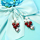 Heart Alloy Charms Earrings with Imitation Jade Glass Beads-1