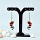 Heart Alloy Charms Earrings with Imitation Jade Glass Beads-4