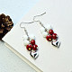 Heart Alloy Charms Earrings with Imitation Jade Glass Beads-5