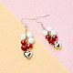 Heart Alloy Charms Earrings with Imitation Jade Glass Beads-6