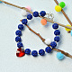 Rhinestone Beads Bracelet with Heart Glass Pendant-6