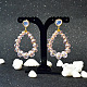 Boucles d'oreilles pendantes en perles de verre galvanisées roses-4