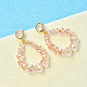 Boucles d'oreilles pendantes en perles de verre galvanisées roses-5