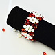 Bracelet maille large avec perles de verre blanches et rouges-7