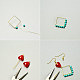 Boucles d'oreilles carrées perles turquoise avec perles coeur-3
