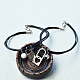 Alloy Lock Pendant Bracelets with Waxed Polyester Cords-6