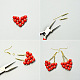Boucles d'oreilles point de perles de verre peintes en rouge en forme de coeur-4
