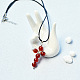 Collier à pendentif croix en perles de pierres précieuses rouges-7