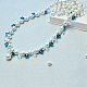 Collier en cristal de perles bleues et blanches-6