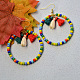 Hawaii Style Colorful Seed Beads Hoop Earrings with Cotton Tassels-1