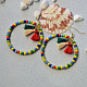 Hawaii Style Colorful Seed Beads Hoop Earrings with Cotton Tassels-5