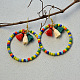 Hawaii Style Colorful Seed Beads Hoop Earrings with Cotton Tassels-6