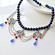 Collier pendentif en perles de lapis-lazuli de style vintage-1