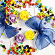 Boucles d'oreilles ruban bleu avec pendentifs fleurs-4