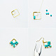 Boucles d'oreilles carrées enveloppées de fil avec des perles turquoise-3