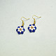 Flower Earrings with Blue Crystal Beads-4
