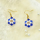 Flower Earrings with Blue Crystal Beads-5
