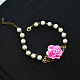Pink Rose Bracelet with Pearl Beads-5