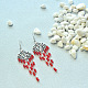 Boucles d'oreilles en perles de cristal rouge de style tibétain-1