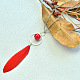 Elegante pendente in piuma rossa-1