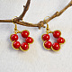Red Pearl Flower Earrings-1