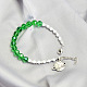 Bracelet en cristal vert avec perle-4