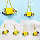 Wooden Beads Pendant Earrings with Glass Beads-4