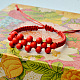 Bracelet de perles en bois rouge-7