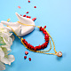 Red Gemstone Bead Necklace with Pearl Pendant-1