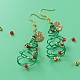 Wire Winding Christmas Tree Earrings-1