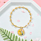 Bracelet en perles dorées avec breloque en émail-1