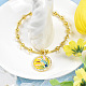 Bracelet en perles dorées avec breloque en émail-6