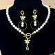 Conjunto de joyas de perlas con eslabones de mariposa-8