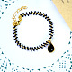 Bracelet de cheville en perles noires et dorées-6