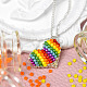 Seed Beaded Rainbow Heart Pendant Necklace-8
