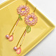 PandaHall Selected Idea on Pink Glass and Seed Beaded Earrings-7