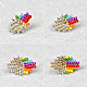 Seed Beaded Rainbow Heart Pendant Necklace-5
