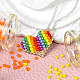 Seed Beaded Rainbow Heart Pendant Necklace-1