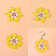 Boucles d'oreilles fleur jaune avec perles de rocaille-5