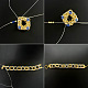 Bracelet de perles de graines dorées avec cabochons de verre-5
