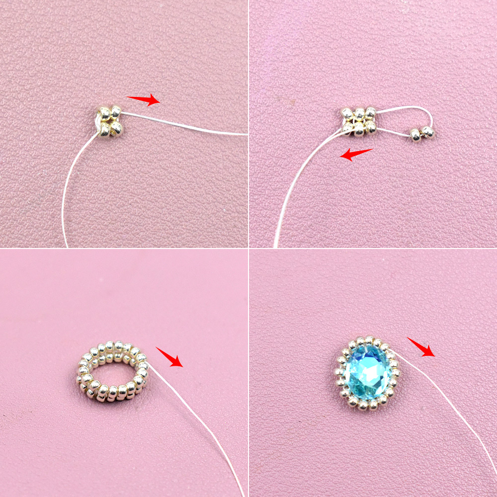 Eingefasster Ring mit Strass-Cabochon