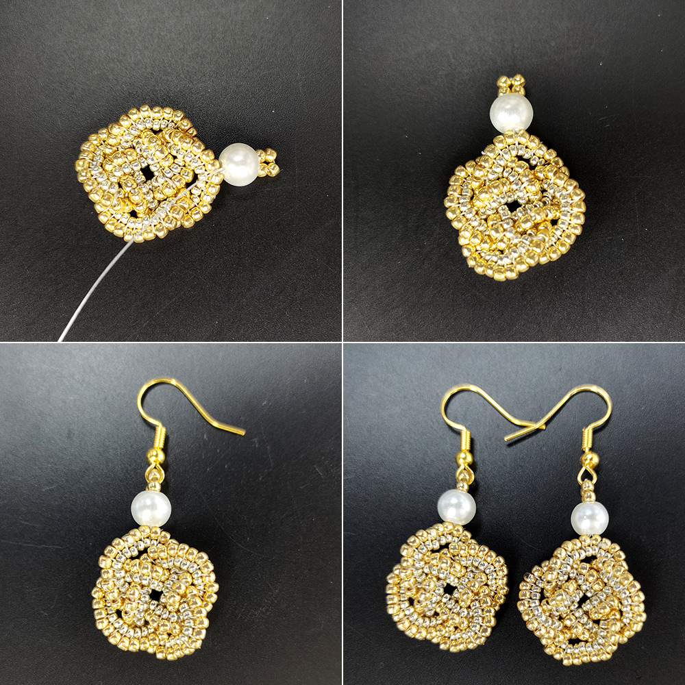 PandaHall Selected мастер-класс по изготовлению серег из бисера с золотыми семенами-5